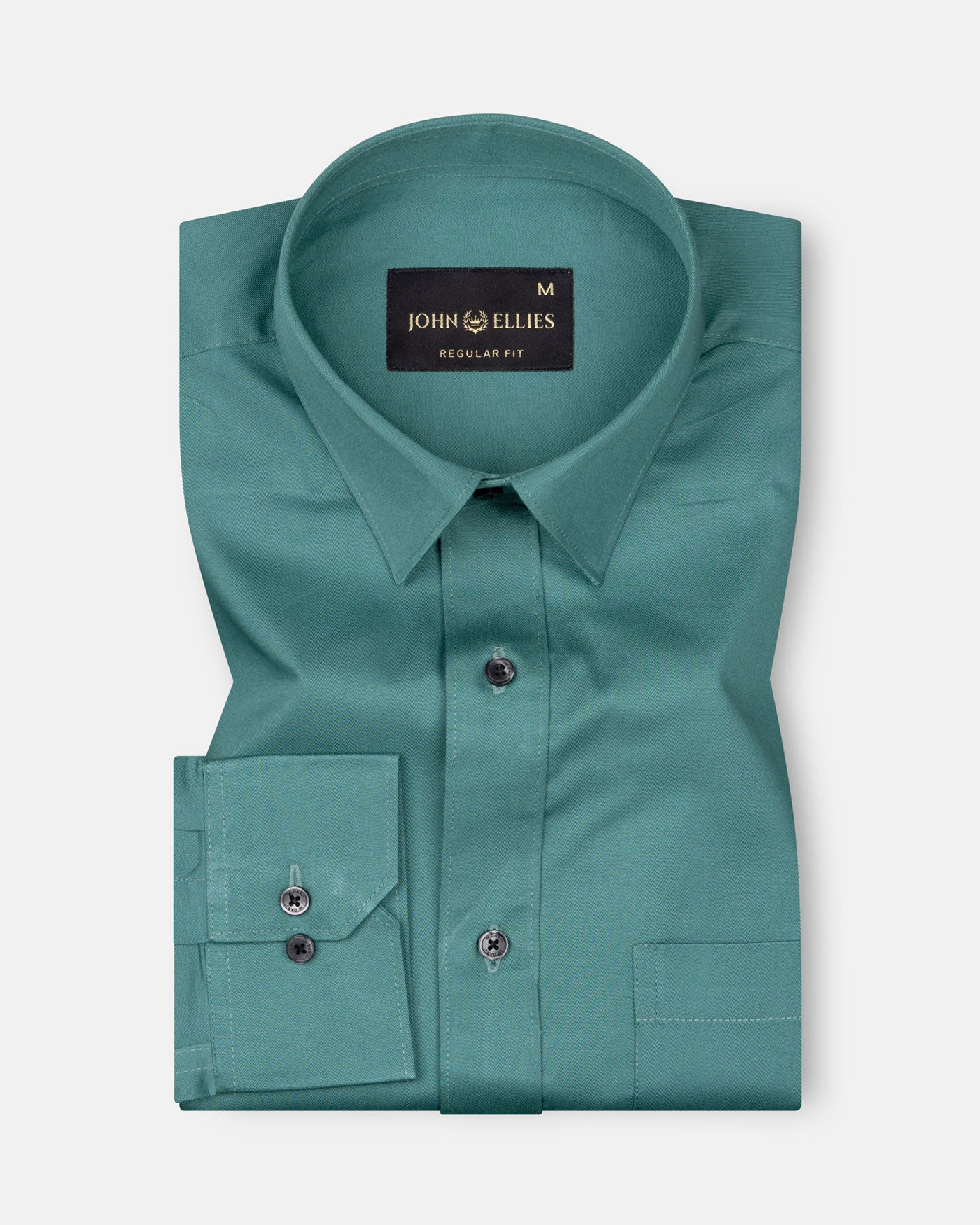 Arista Teal Plain Cotton Shirt - John Ellies