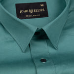 Arista Teal Plain Cotton Shirt - John Ellies