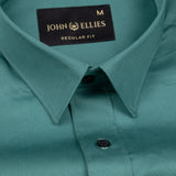 Arista Teal Plain Cotton Shirt - John Ellies