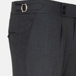 Vittorio Charcoal Checked Formal Single Pleated Italian Pant - John Ellies