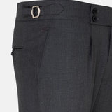 Vittorio Charcoal Checked Formal Single Pleated Italian Pant - John Ellies