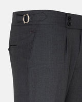 Vittorio Charcoal Checked Formal Single Pleated Italian Pant