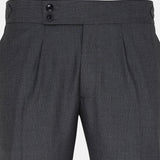 Vittorio Charcoal Checked Formal Single Pleated Italian Pant - John Ellies
