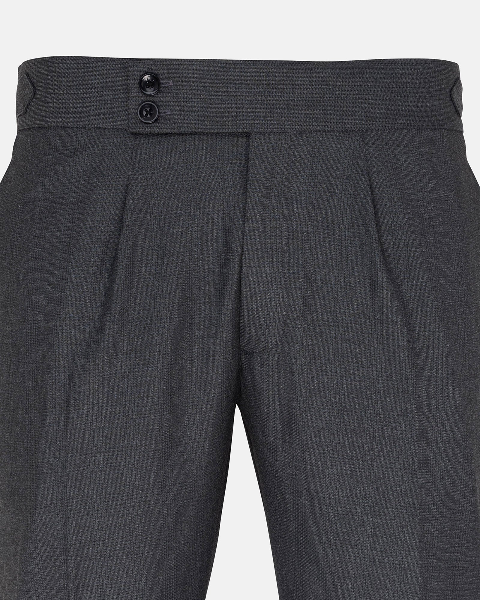 Vittorio Charcoal Checked Formal Single Pleated Italian Pant - John Ellies