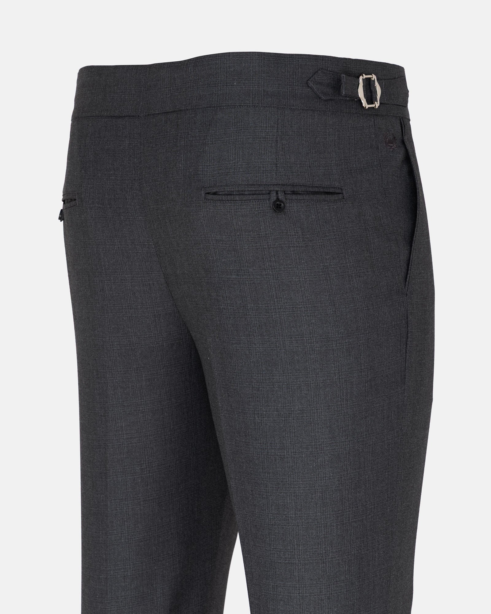 Vittorio Charcoal Checked Formal Single Pleated Italian Pant - John Ellies