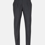 Vittorio Charcoal Checked Formal Single Pleated Italian Pant - John Ellies