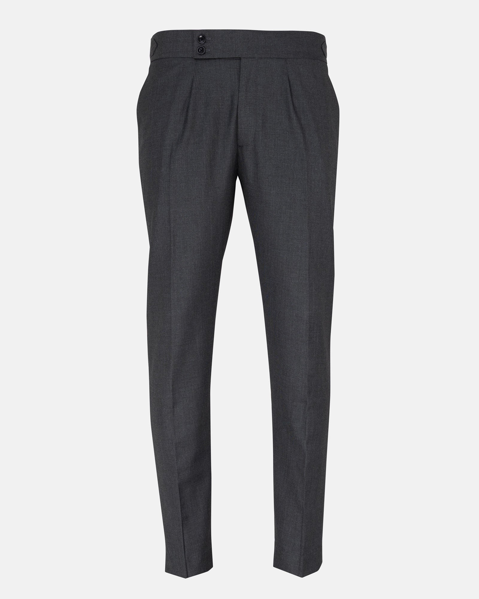 Vittorio Charcoal Checked Formal Single Pleated Italian Pant - John Ellies