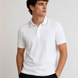 Sakura White Cotton Polo T-Shirt