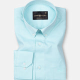 Structon Cyan Textured Cotton Shirt - John Ellies