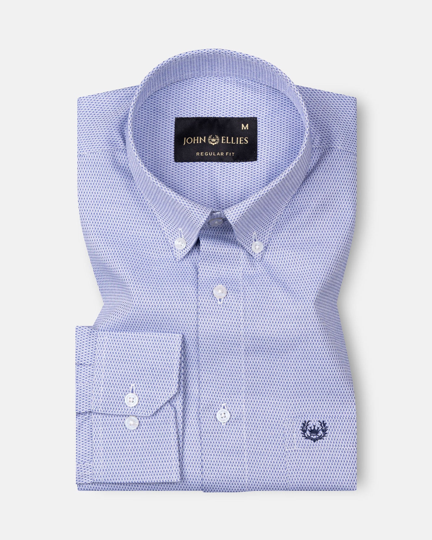 Structon Navy Blue Textured Cotton Shirt - John Ellies