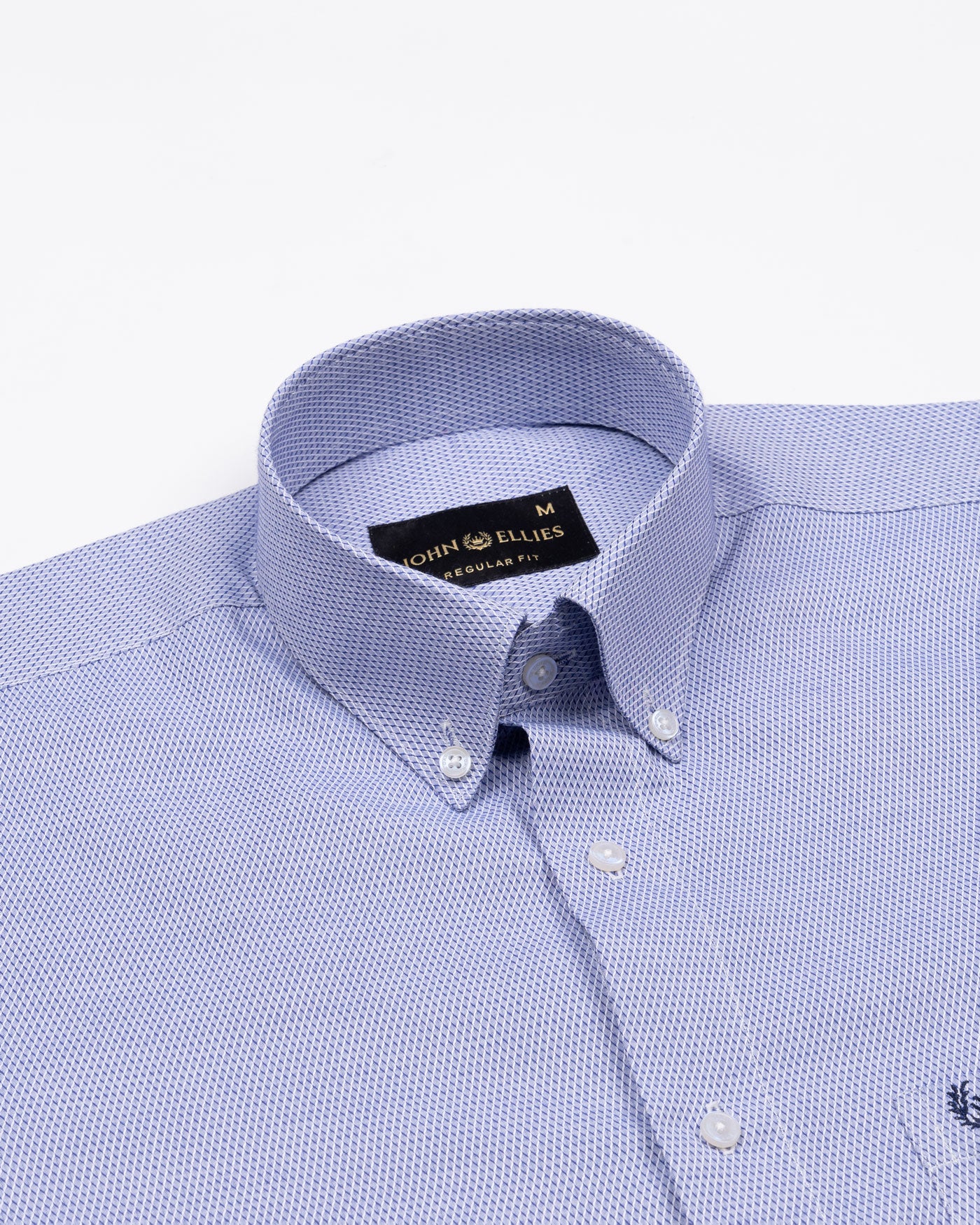 Structon Navy Blue Textured Cotton Shirt - John Ellies