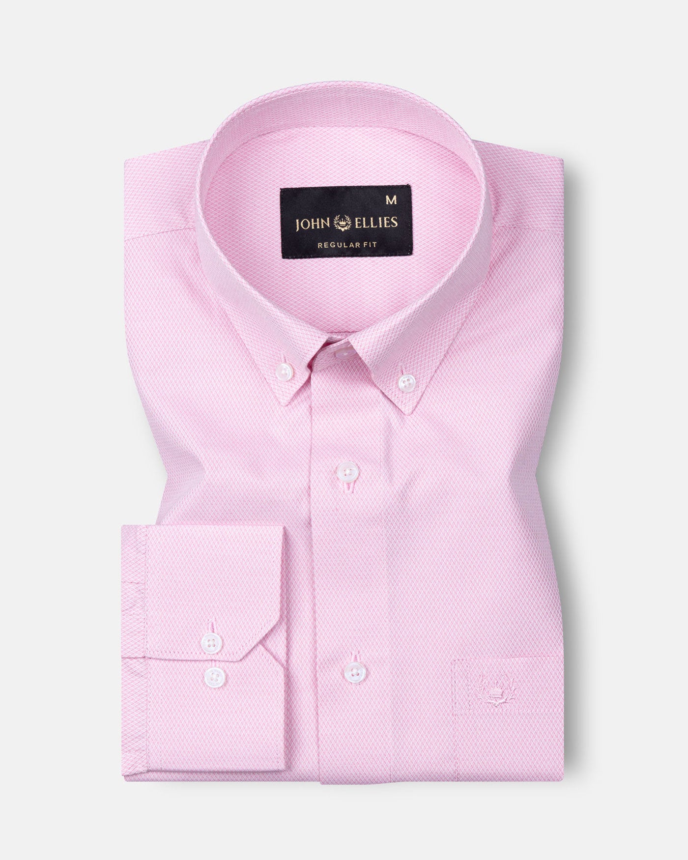 Structon Light Pink Textured Cotton Shirt - John Ellies