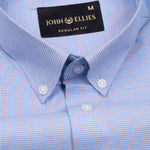 Structon Blue With Brown Textured Cotton Shirt - John Ellies