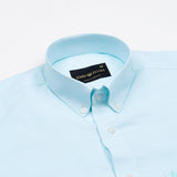 Structon Ice Blue Textured Cotton Shirt - John Ellies