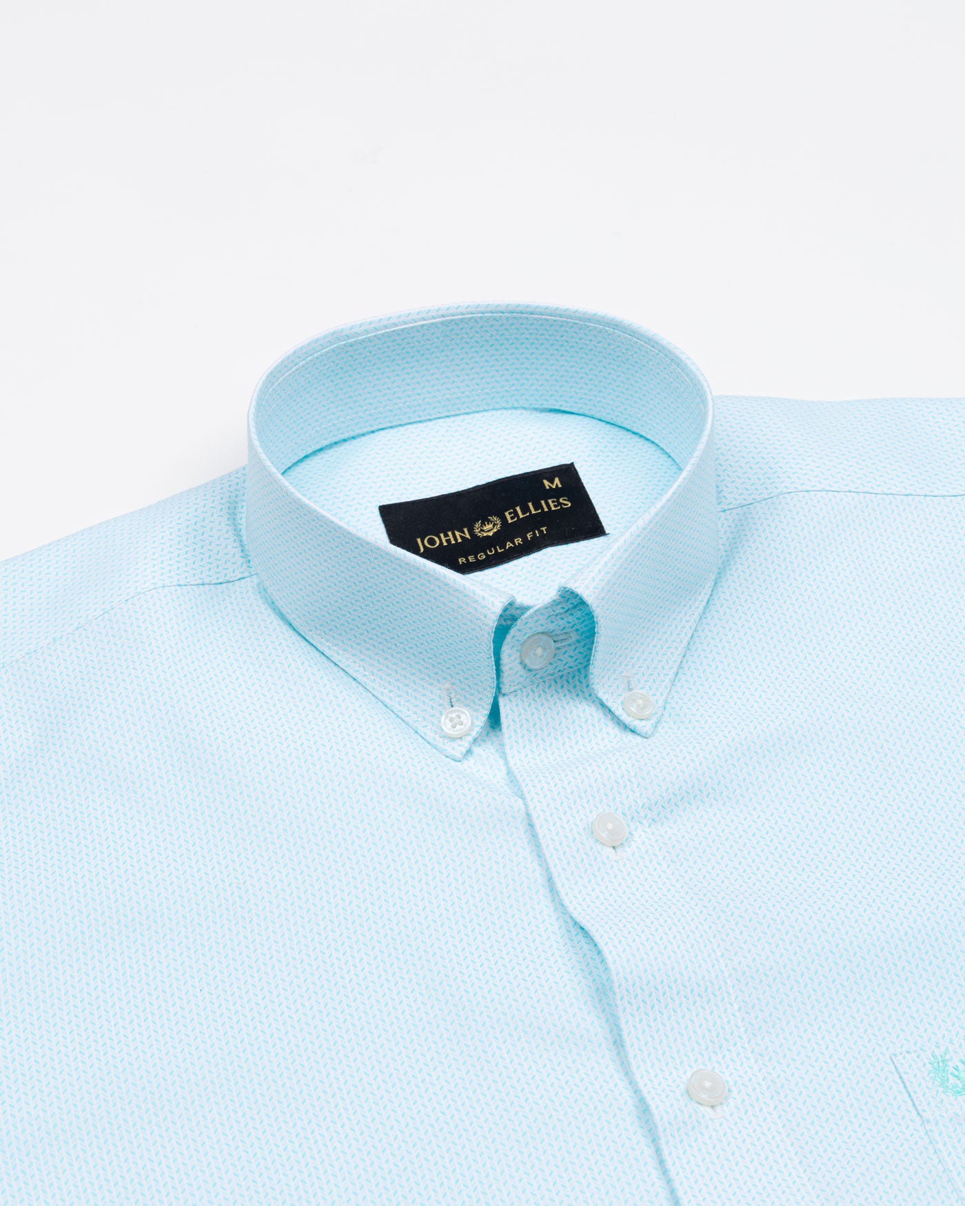 Structon Ice Blue Textured Cotton Shirt - John Ellies