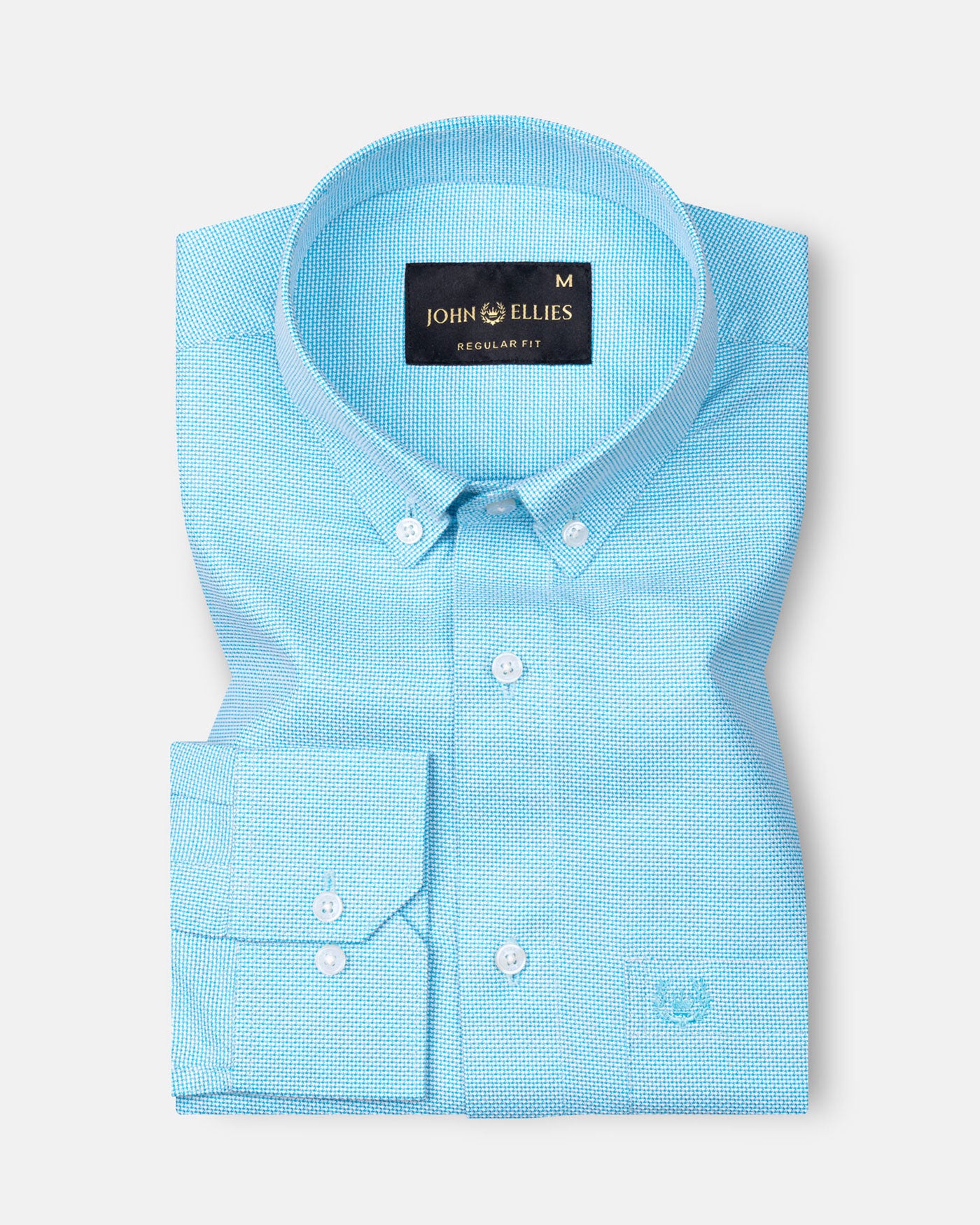 Structon Aqua Blue Textured Cotton Shirt - John Ellies