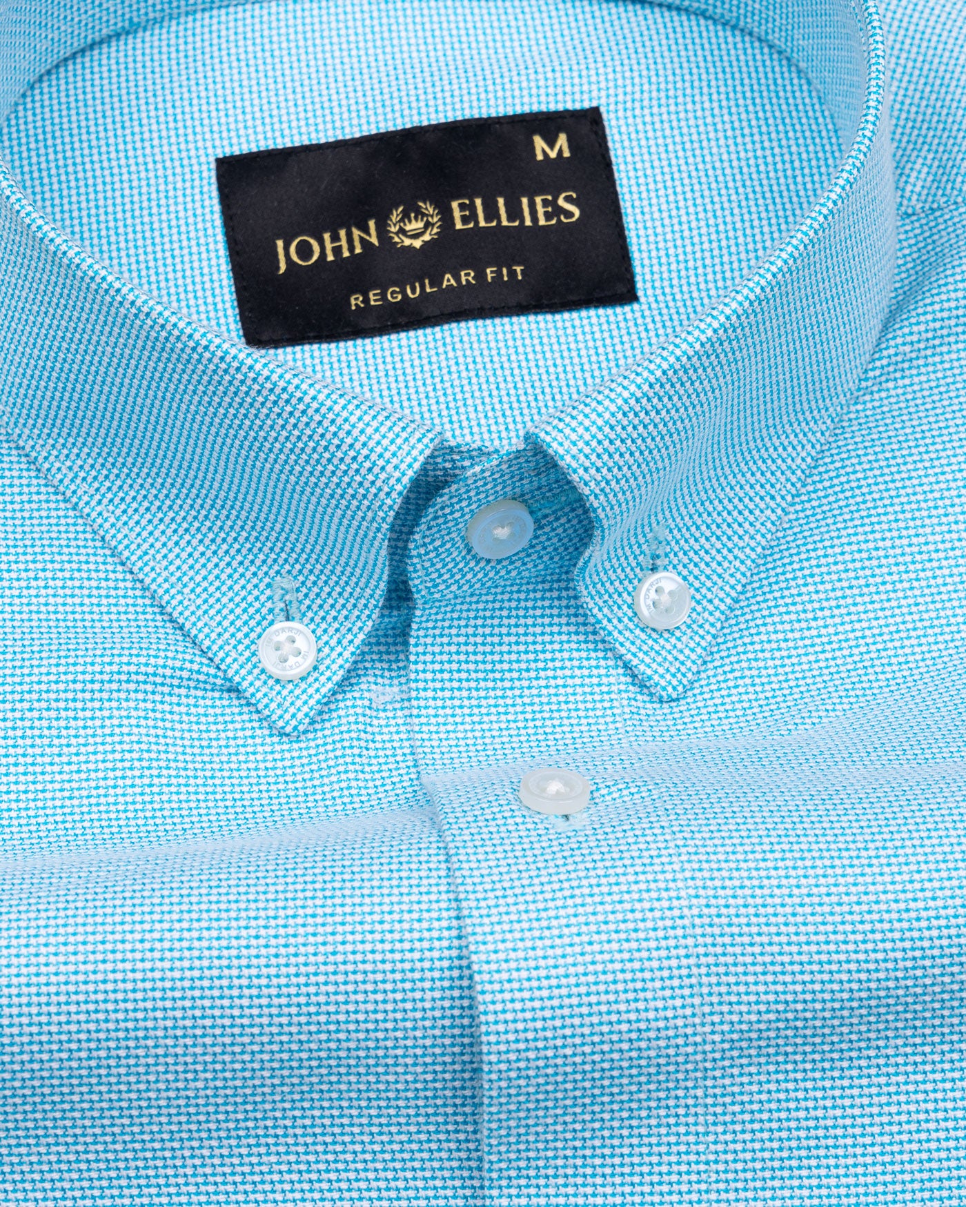 Structon Aqua Blue Textured Cotton Shirt - John Ellies