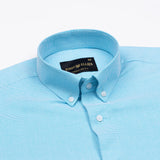 Structon Aqua Blue Textured Cotton Shirt - John Ellies