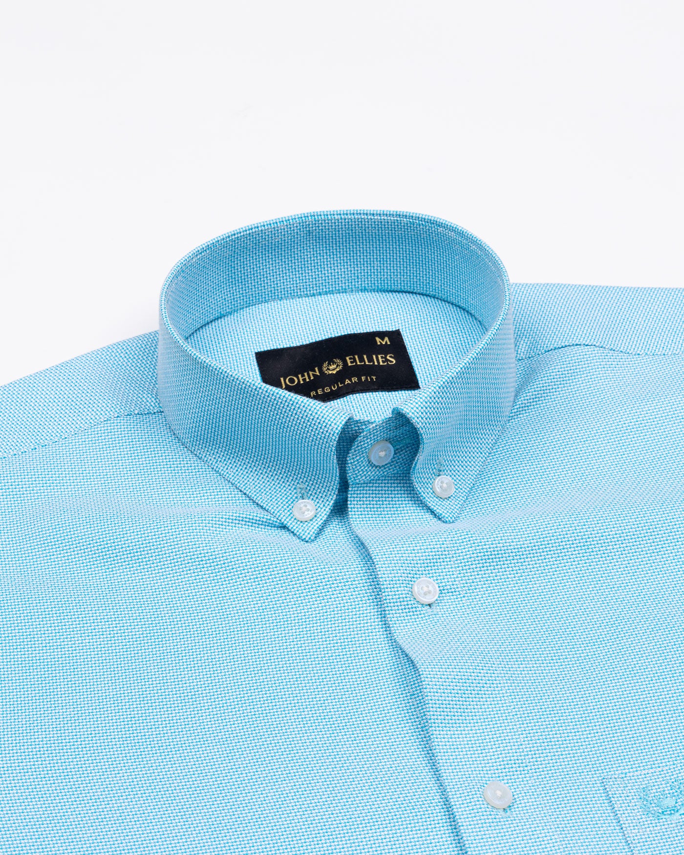 Structon Aqua Blue Textured Cotton Shirt - John Ellies