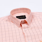 Delphinus Peach Checked Premium Dobby Cotton Shirt