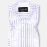 Sarlic Navy Blue Stripe Cotton Linen Shirt - John Ellies