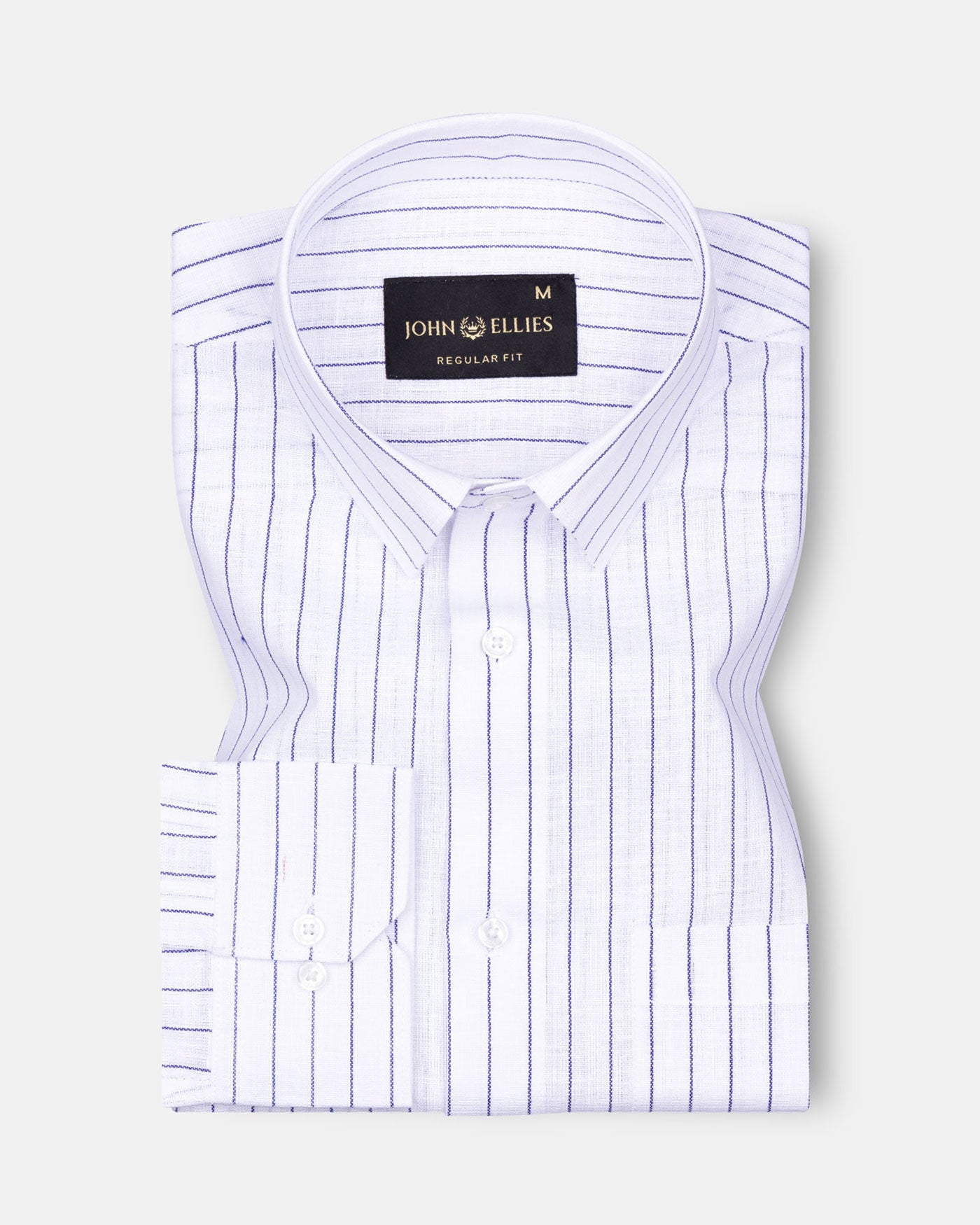 Sarlic Navy Blue Stripe Cotton Linen Shirt - John Ellies