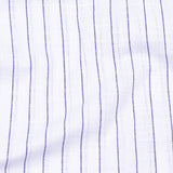 Sarlic Navy Blue Stripe Cotton Linen Shirt - John Ellies