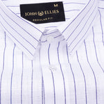 Sarlic Navy Blue Stripe Cotton Linen Shirt - John Ellies