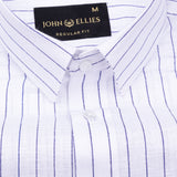 Sarlic Navy Blue Stripe Cotton Linen Shirt - John Ellies