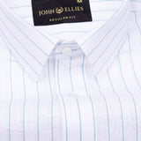 Sarlic Green Stripe Cotton Linen Shirt - John Ellies