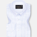 Sarlic Blue Stripe Cotton Linen Shirt - John Ellies