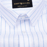 Sarlic Blue Stripe Cotton Linen Shirt - John Ellies