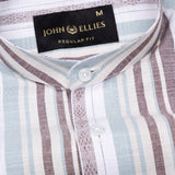 Avalon Multi Brown Stripe Linen Shirt - John Ellies