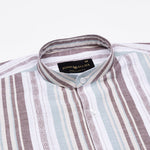 Avalon Multi Brown Stripe Linen Shirt - John Ellies