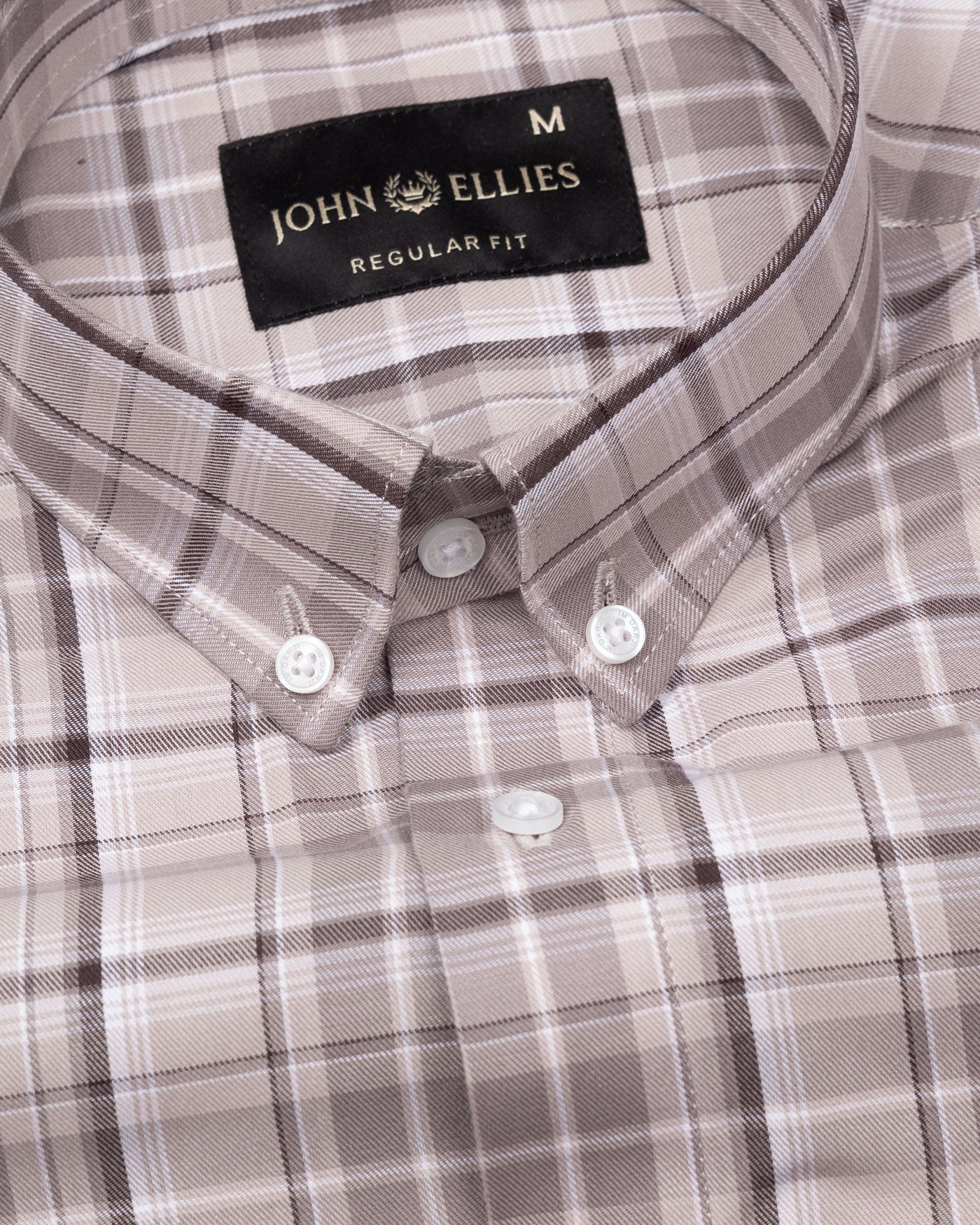 Plaksy Firewood Brown Checked Button Down Cotton Shirt - John Ellies