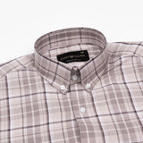 Plaksy Firewood Brown Checked Button Down Cotton Shirt - John Ellies