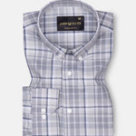 Plaksy Drak Silver Checked Button Down Cotton Shirt - John Ellies