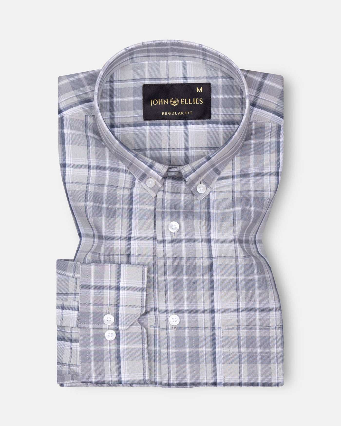 Plaksy Drak Silver Checked Button Down Cotton Shirt - John Ellies