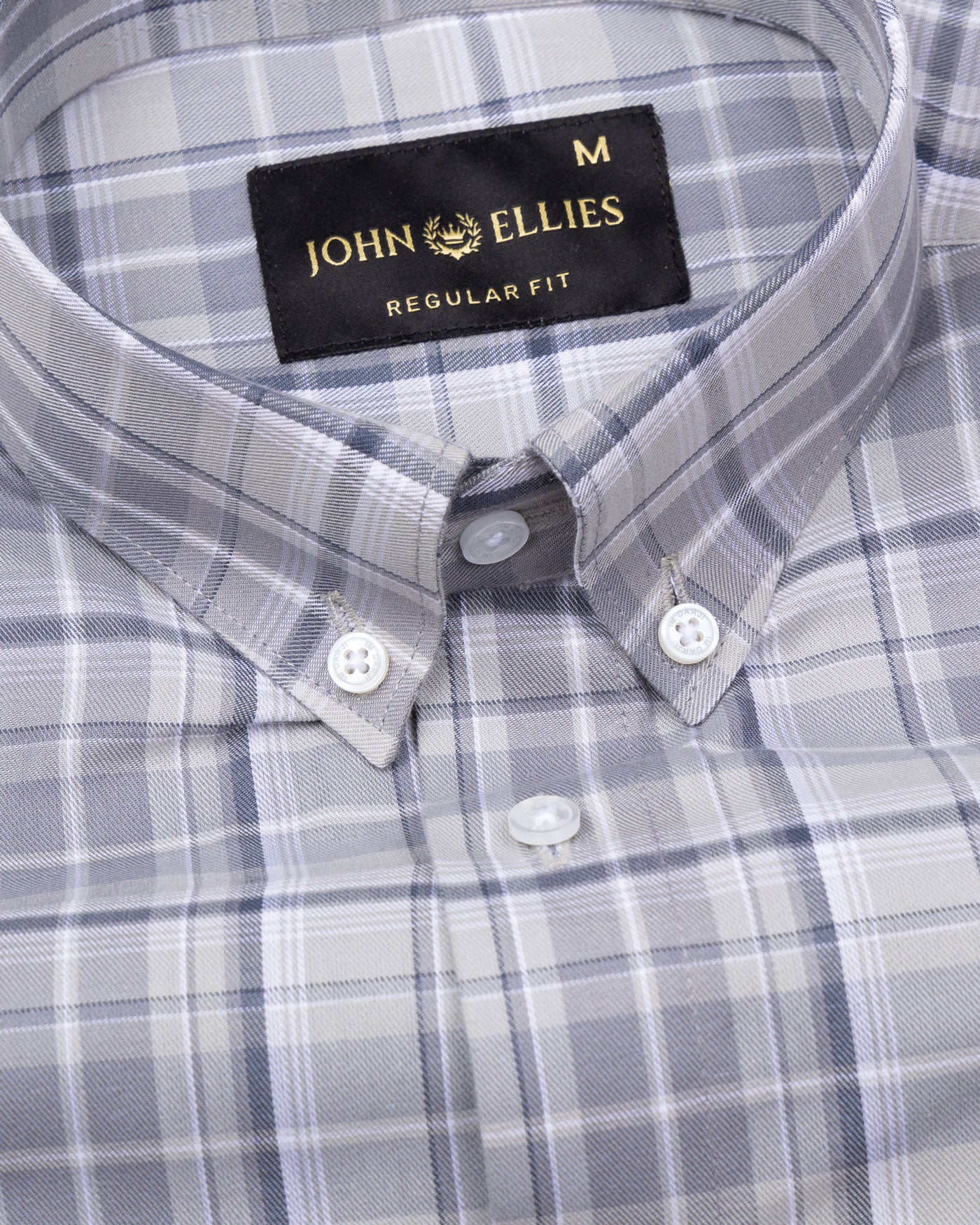 Plaksy Drak Silver Checked Button Down Cotton Shirt - John Ellies