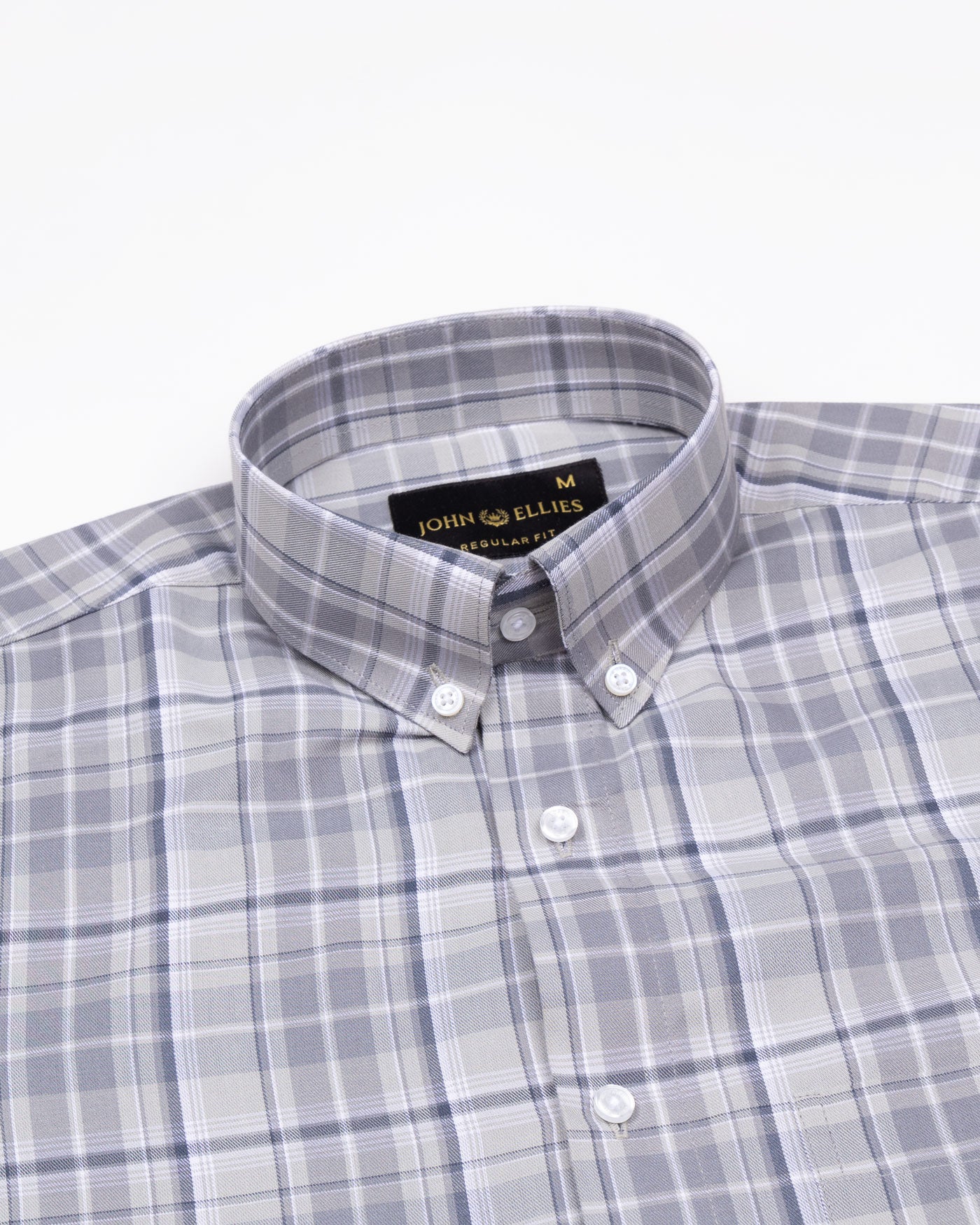 Plaksy Drak Silver Checked Button Down Cotton Shirt - John Ellies