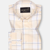 Plaksy Light Yellow Checked Button Down Cotton Shirt - John Ellies