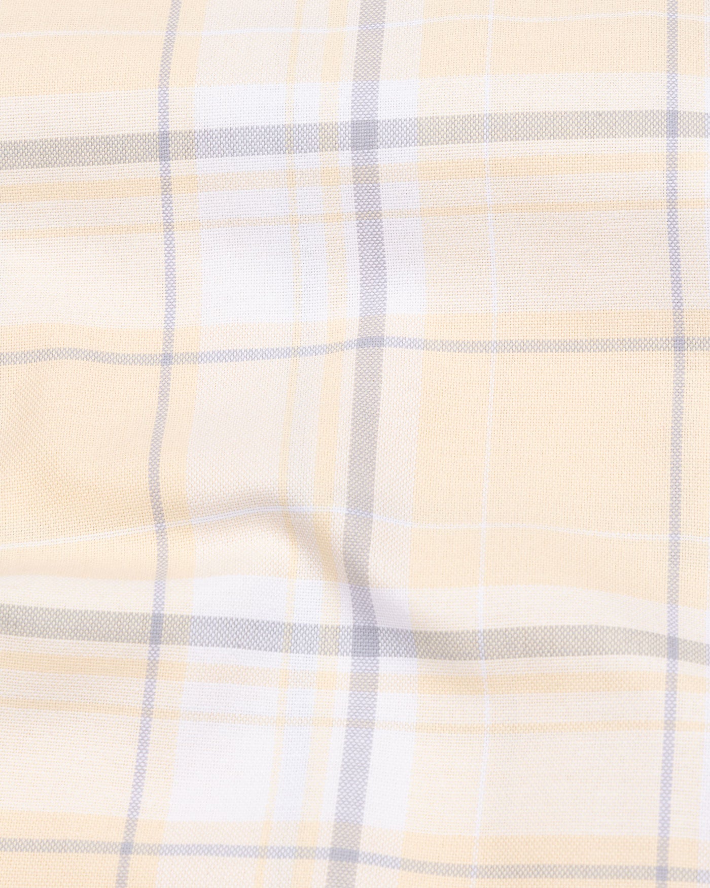 Plaksy Light Yellow Checked Button Down Cotton Shirt - John Ellies