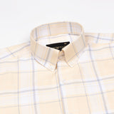 Plaksy Light Yellow Checked Button Down Cotton Shirt - John Ellies