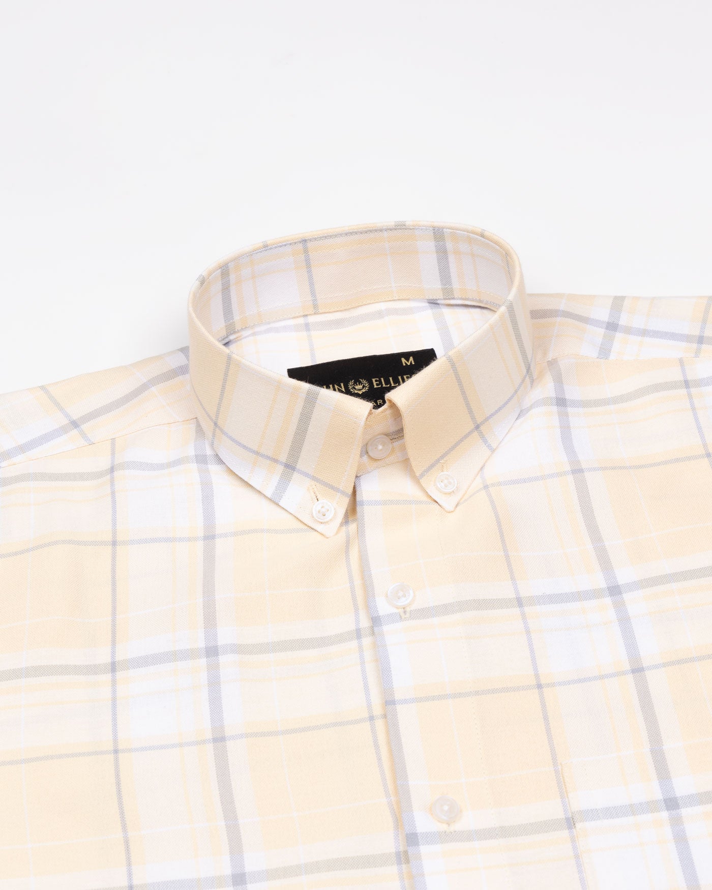 Plaksy Light Yellow Checked Button Down Cotton Shirt - John Ellies