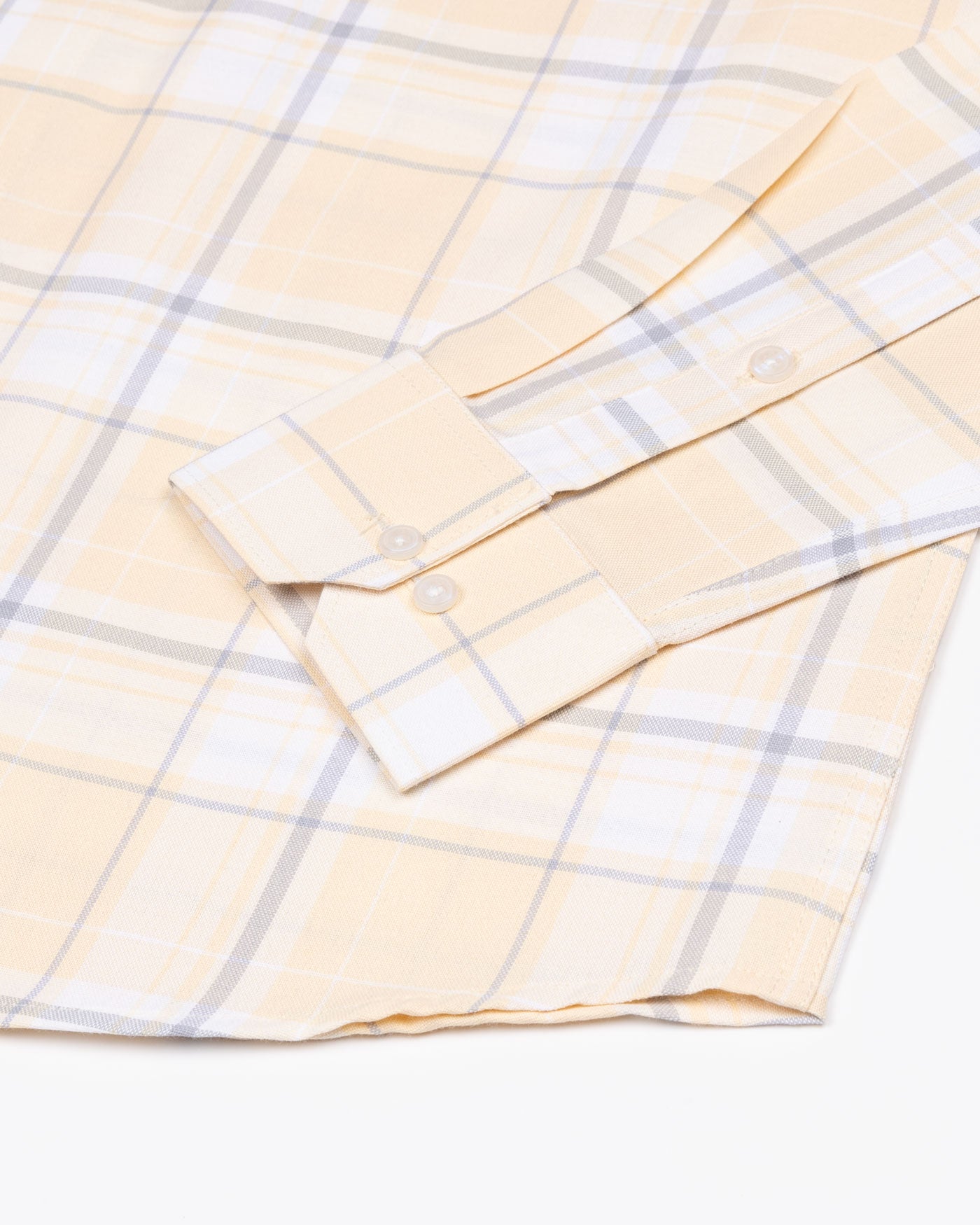 Plaksy Light Yellow Checked Button Down Cotton Shirt - John Ellies