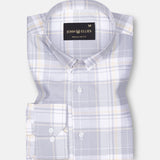 Plaksy Silver Checked Button Down Cotton Shirt - John Ellies