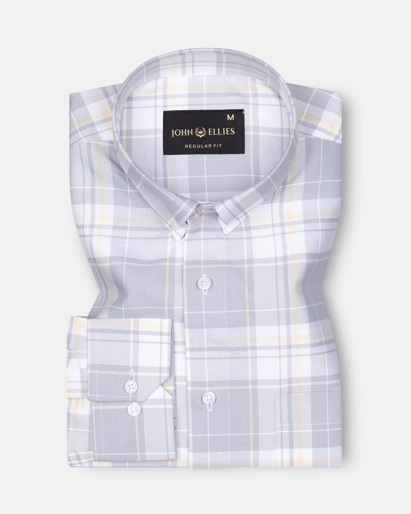 Plaksy Silver Checked Button Down Cotton Shirt - John Ellies