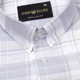 Plaksy Silver Checked Button Down Cotton Shirt - John Ellies