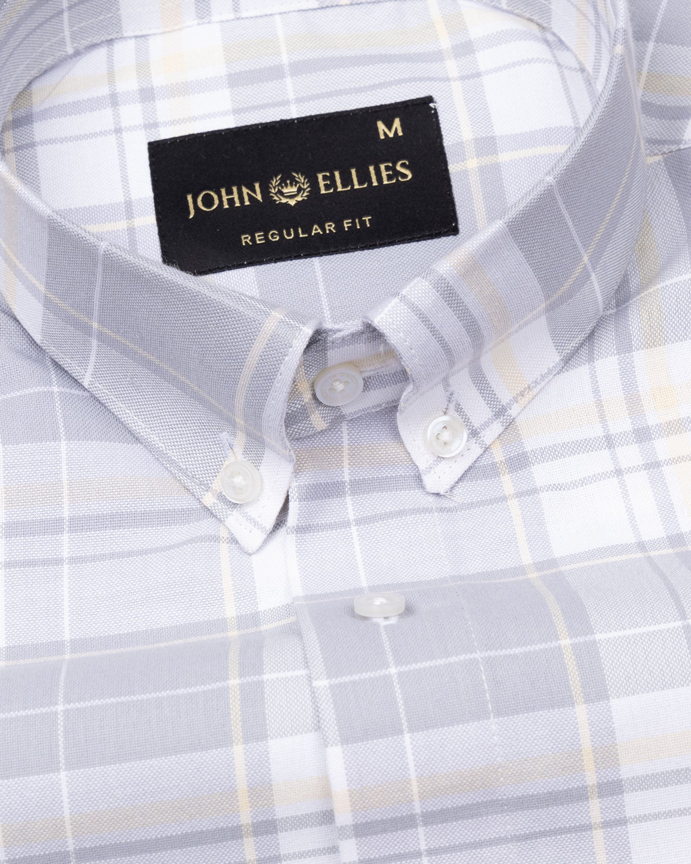 Plaksy Silver Checked Button Down Cotton Shirt - John Ellies