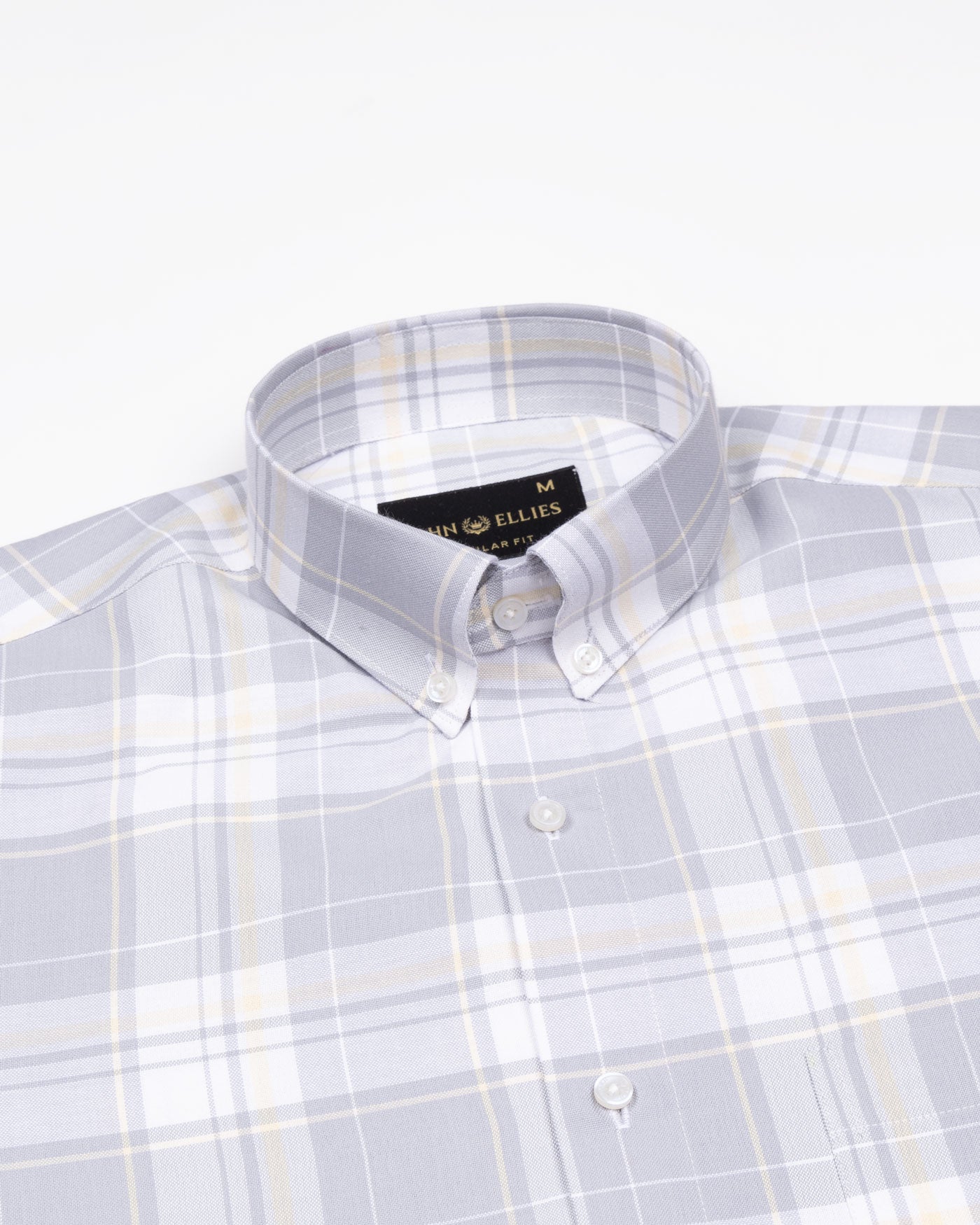 Plaksy Silver Checked Button Down Cotton Shirt - John Ellies